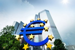 European central bank. Euro. Frankfurt city. Business and finance concept.