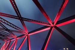 Steel structure bridge red night