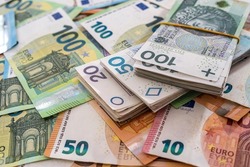  polish and euro money as background. concept of exchange, finance