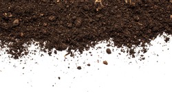 Dirty earth on white background. Natural soil texture