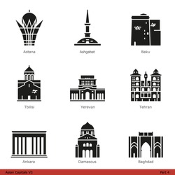 Asian Capitals (Part 4) - Glyph Icon Set