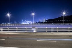 Night view of bridge highway in Dalian, China