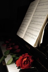 Red rose by Piano
