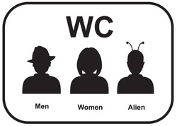 WC icon. Male and female alien restroom