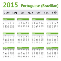 2015 Portuguese American Calendar. Week starts on Sunday