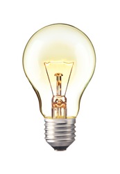 Glowing yellow light bulb,  Realistic photo image
turn on tungsten light bulb isolated on white background