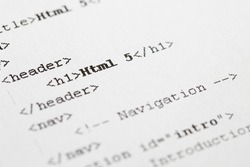 Paper Print Of Html5 Code.