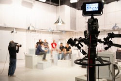 TV Studio, A TV show being filmed in a studio. TV Show Set
