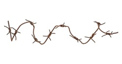 Rusted barbed wire isolated on white background