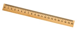 Retro wooden ruler isolated on a white background. Measuring ruler.