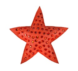 Red Star with rhinestones on white background