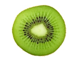 Slice of kiwi isolated on white background, top view