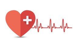 Heart with heartbeat, electrocardiogram. Vector illustration