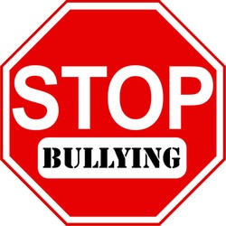An octagonal Stop sign vector in red and white with Bullying caption. 