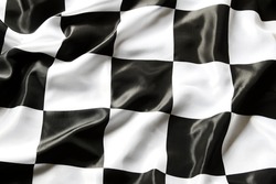 Checkered black and white flag closeup