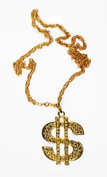 Dollar symbol necklace isolated on plain background