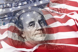 American banknote and flag composite