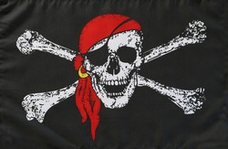Jolly Roger pirate flag close-up