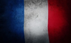 Closre-up of grungy French flag 