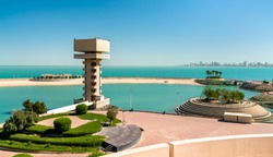 View of the Green Island in Kuwait, the first artificial island in the Persian Gulf region