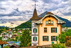 Traditional houses in Spiez, Switzerland