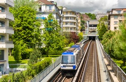 View of a metro train in Lausanne - Switzerland