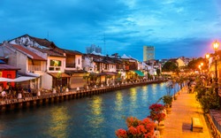 The old town of Malacca and the Malacca river. UNESCO World Heritage Site in Malaysia