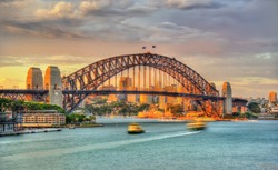 Sydney Harbour Bridge at sunset - Australia, New South Wales