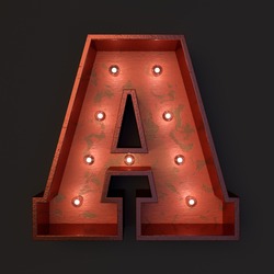 Illuminated marquee light bulb letter A