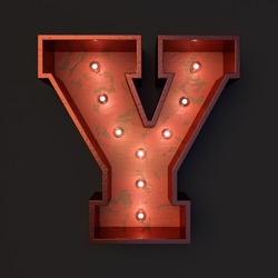 Illuminated marquee light bulb letter Y