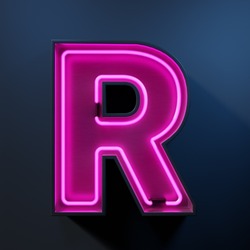 Neon light tube letter R