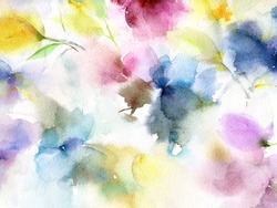 Floral background. Watercolor floral background. Greeting card. Wedding invitation template. Floral card. Abstract flowers. Wedding bouquet. Watercolor floral wall art painting for home decor.