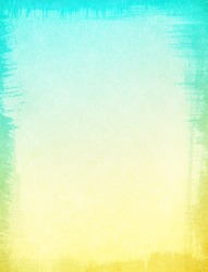A textured paper background with a subtle yellow to turquoise blue gradient.  Image displays a ragged edge border, and a distinct grain pattern at 100 percent.