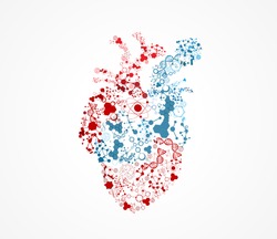 Abstract heart molecular shape illustration, scientific design.