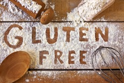 gluten free  word with wood background