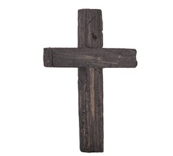 Wooden cross isolated on white