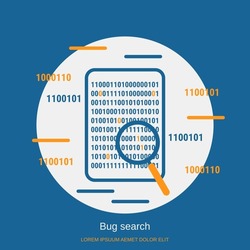 Bug fixing, error search, data recovery flat  design style vector concept illustration