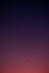 clear twilight sunset sky with crescent moon background 