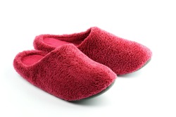 Magenta Fleece Men's Room Shoes isolated on white background