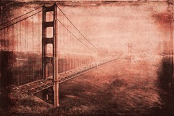 Vintage style image of the Golden Gate Bridge, San Francisco, California, USA.