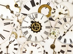 Large set of various vintage clock faces