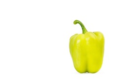 One light green pepper isolated on a white background with copy space