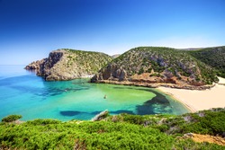 Cala Domestica beach, Sardinia, Italy. Sardinia is the second largest island in mediterranean sea. 