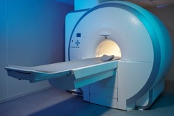 Modern magnetic resonance imaging scan equipment in large clinics or medical laboratory