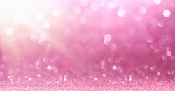 Pink Glitter With Sparkle Of Lights And Stars