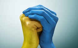 United Hands with Ukraine Flag Pattern