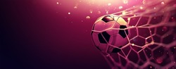 Soccer Ball Hitting the Net with Glitter Effect. Football Championship