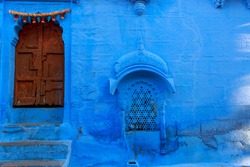 Wood Carved door in the Blue City of Jodhpur, Rajasthan , India
