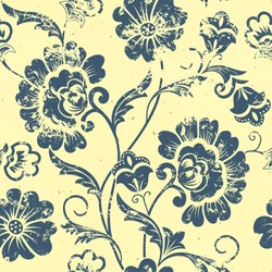 Vector vintage floral seamless pattern element. Grunge print style.