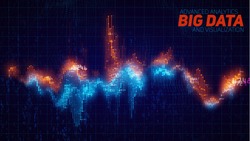 Vector abstract financial big data graph visualization. Stock index infographics aesthetic design. Visual information complexity. Intricate data threads chart. Business analytics.